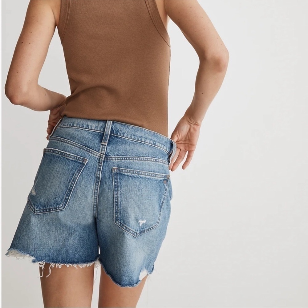 Madewell Relaxed Mid Length Distressed Denim Shorts - Picture 3 of 8